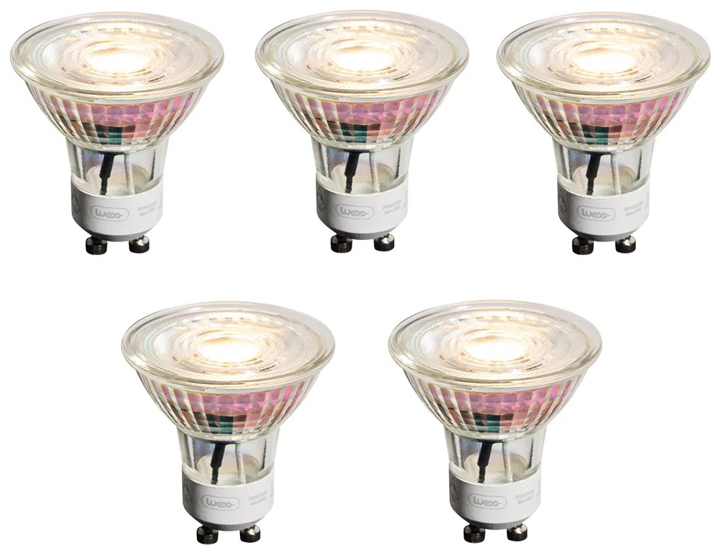 Set de 5 becuri LED GU10 50mm, dimabile, clare, 4.9W 450 lm 2700K