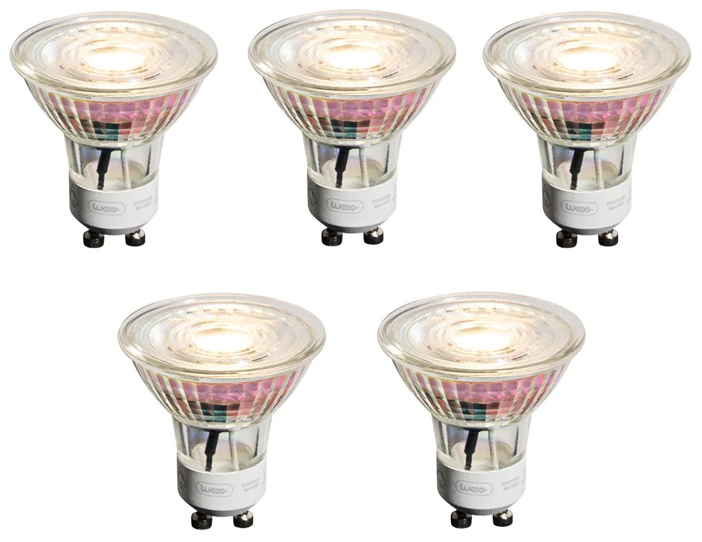 Set de 5 becuri LED GU10 de 50 mm, reglabile, clare, 4,9 W, 450 lm, 2700 K