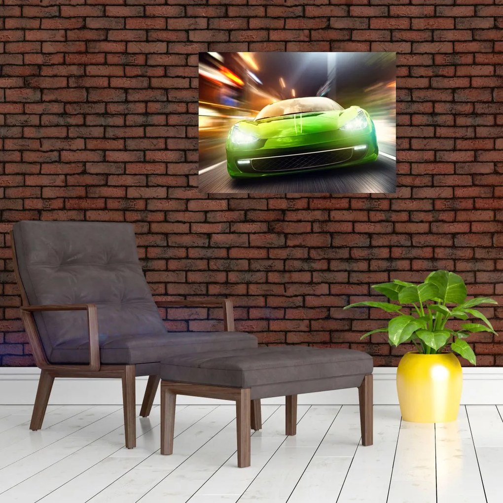 Tablou - Mașină de curse verde (70x50 cm)