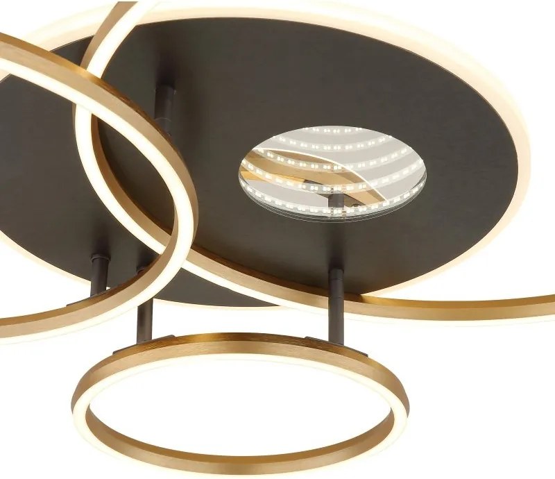 Lustra LED aplicata design circular INVERTINA auriu/antracit