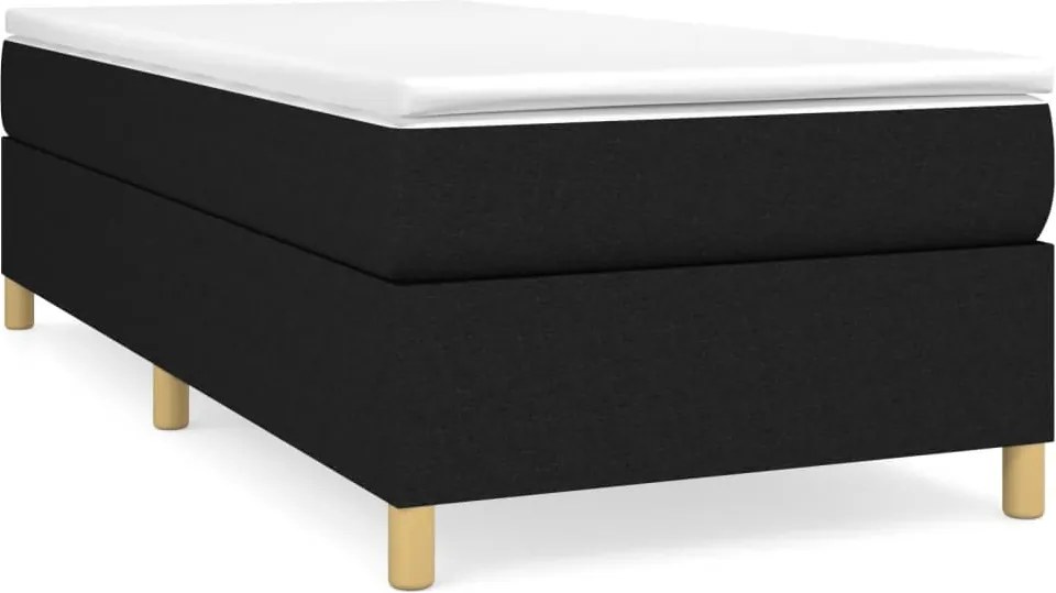 vidaXL Pat box spring cu saltea, negru, 80x200 cm, textil