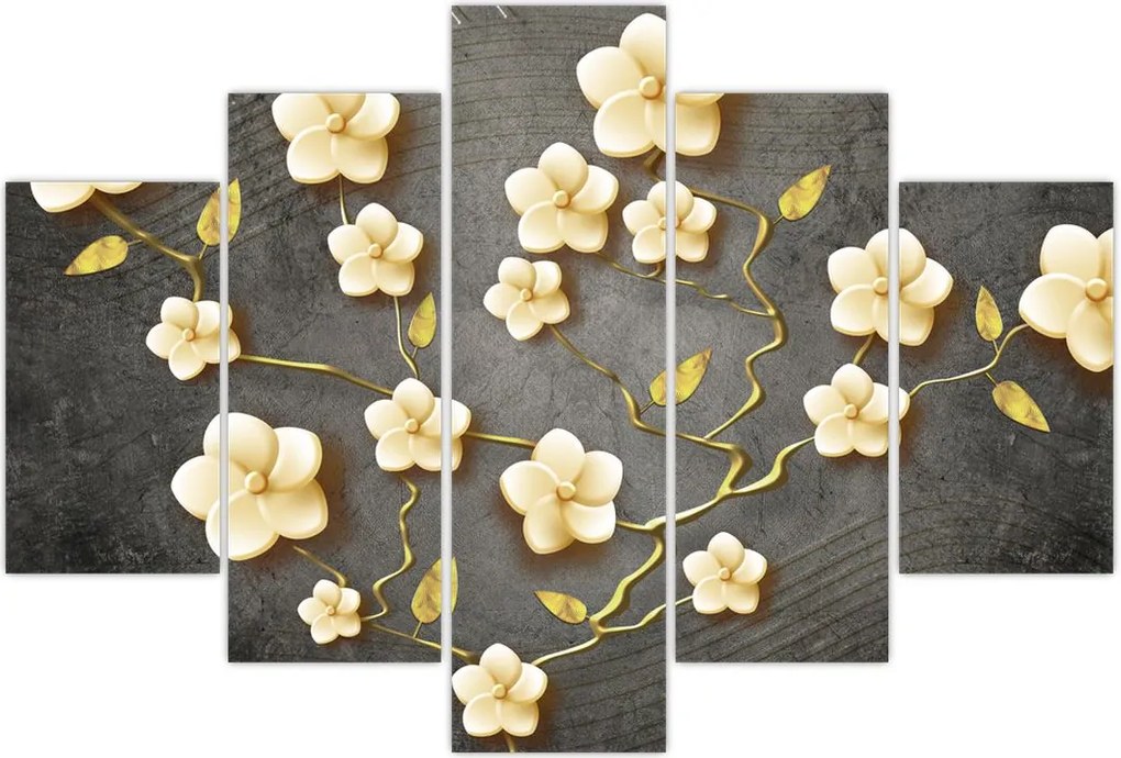 Tablou - Arbust auriu pe fundal negru (150x105 cm)