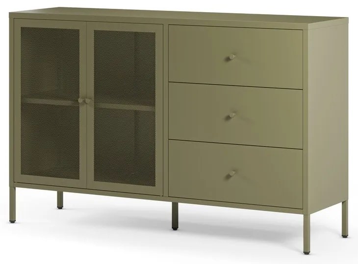 Comodă verde din metal 140x90x40 cm Fayna – Marckeric