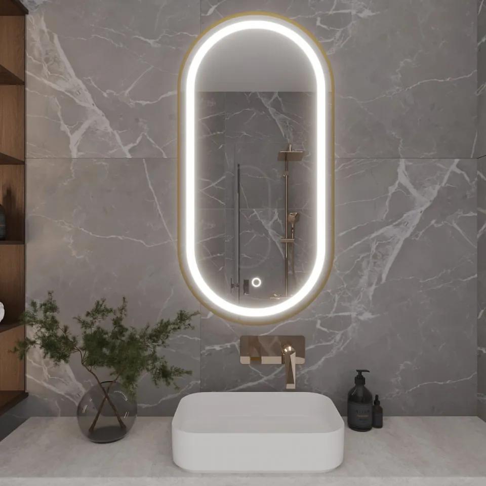 Oglinda ovala, iluminata, cu rama, 50x100x4 cm, Orandiu, Eltap