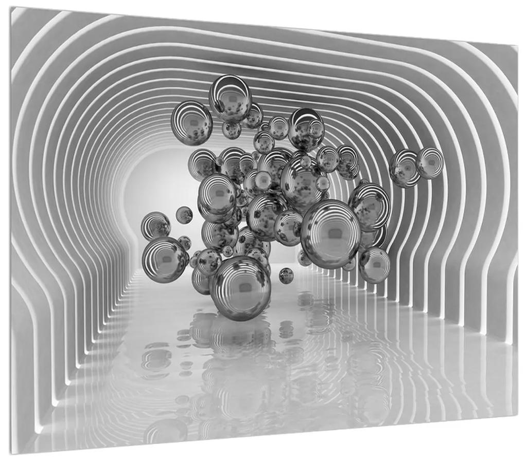 Tablou abstract albnegru -buline (70x50 cm), în 40 de alte dimensiuni noi