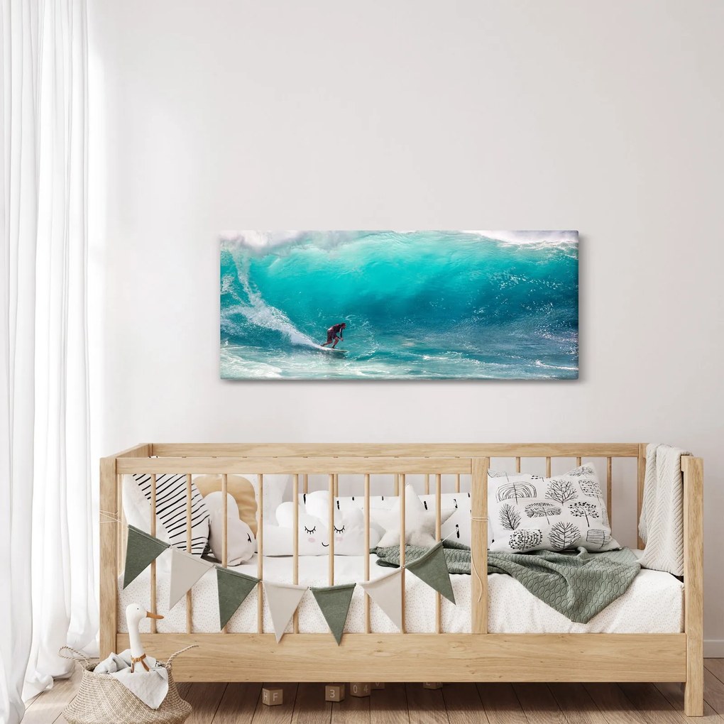 Tablou - Surfer în valuri (120x50 cm)