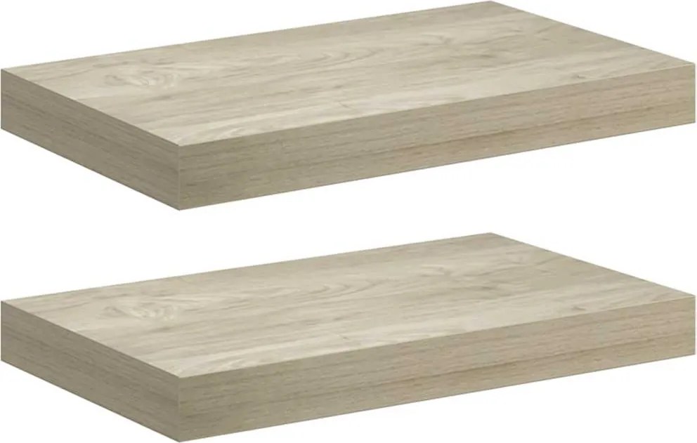vidaXL Rafturi de perete suspendate, 2 buc., stejar, 40x23x3,8 cm, MDF