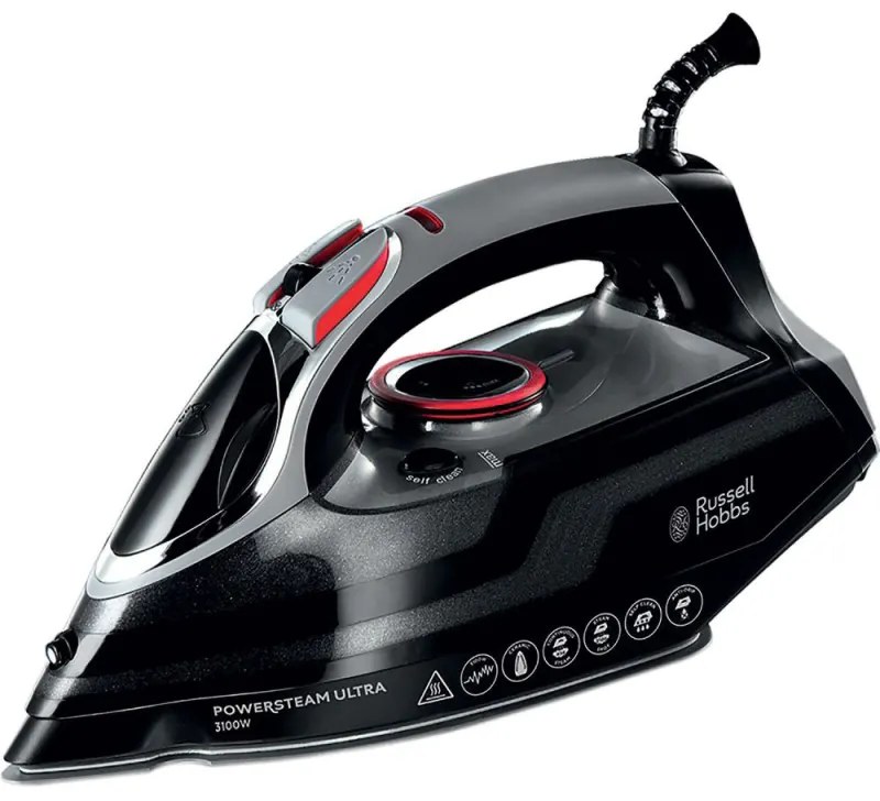 Fier de calcat Russell Hobbs Power Steam Ultra 20630-56, Placa ceramica, 3100 W, 0,35 l, 210 g/min, Negru