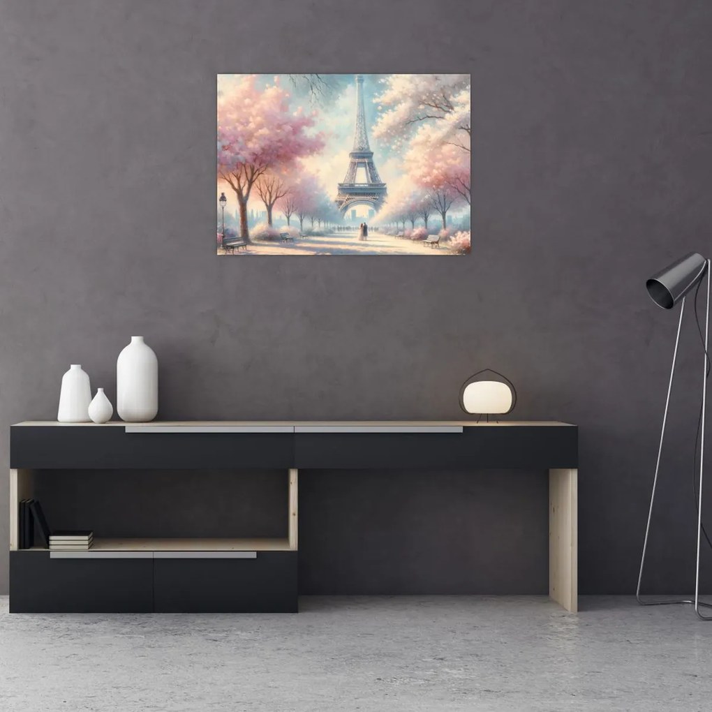 Tablou pe sticlă – Primăvară la Paris (70x50 cm)