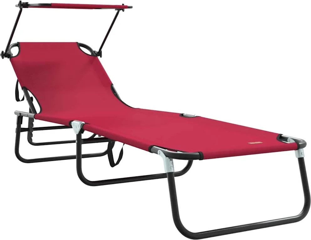 vidaXL Șezlong pliabil Roșu 190 x 57 x 81 cm oxford