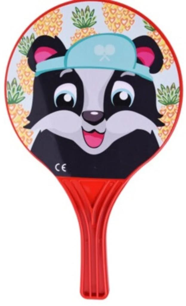 Set ping pong pentru plaja Raccoon, 3 piese, 23x38 cm, polipropilena, rosu