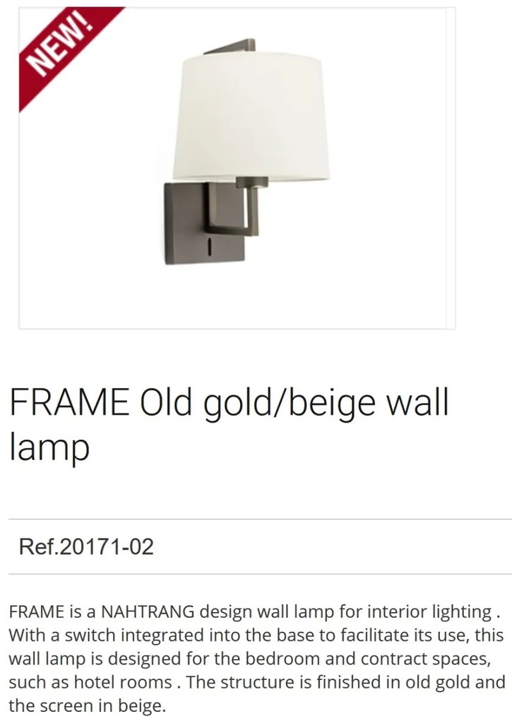 Aplica de perete eleganta design clasic FRAME auriu/bej