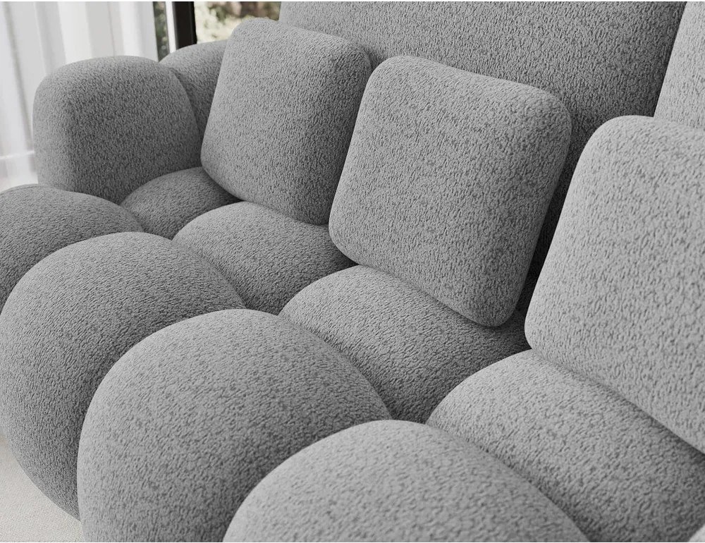 Canapea gri extensibilă cu tapițerie din țesătură bouclé 256 cm Cotonn – ELTAP