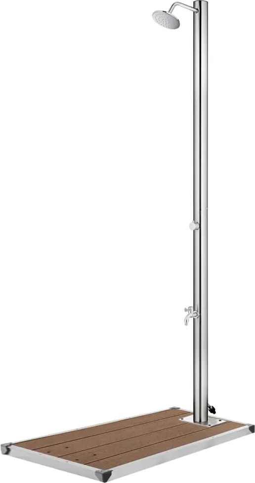 vidaXL Duș de grădină cu bază maro, 220 cm, oțel inoxidabil