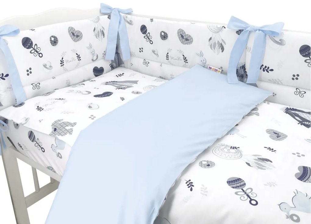 BABY NELLYS 3-dílná set de Mantinel cu lenjerie de pat, Nouă dragoste Bebelus, albastru 120x90