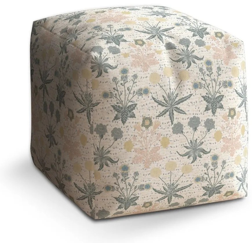 Taburet Cube flori gri, gri