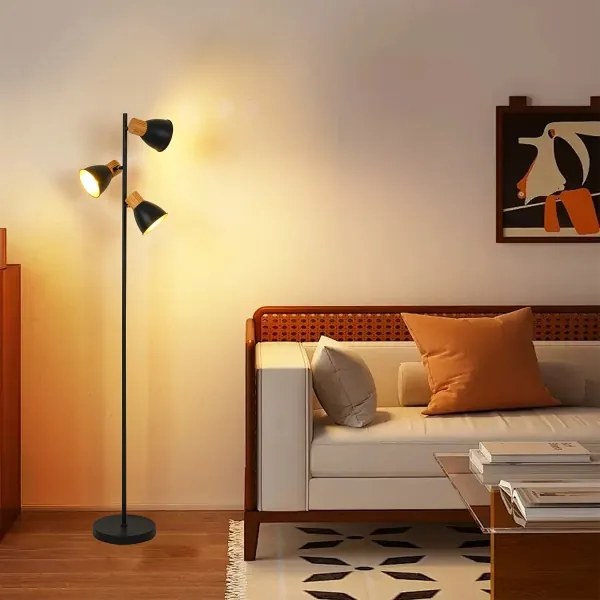 Brilagi - Lampă de podea ODENSE 3xE14/10W/230V lemn/negru