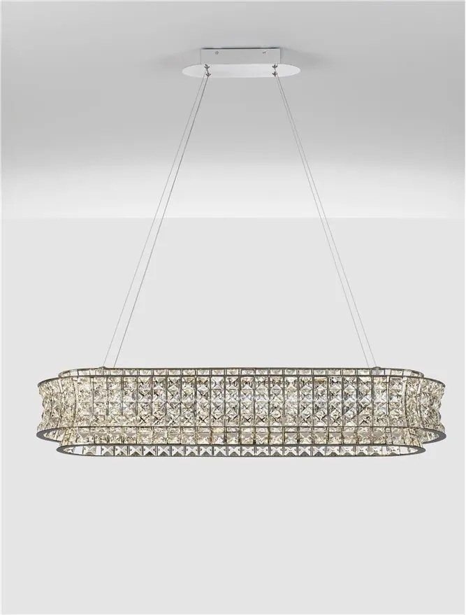 Lustra suspendata LED crom, cristale sticla CELYSIA 100x30cm