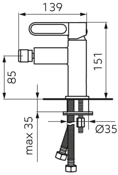Baterie bideu FDesign Zaffiro cu ventil, negru-roz auriu - FDSFD1-ZFR-6-25