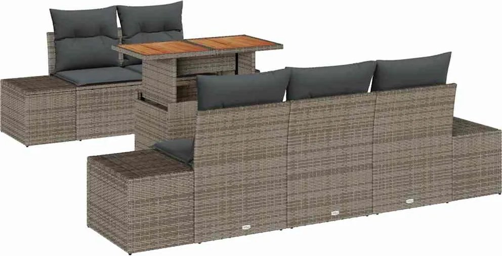 vidaXL Set de canapele pentru grădină 6 pcs Gri Rattan poli