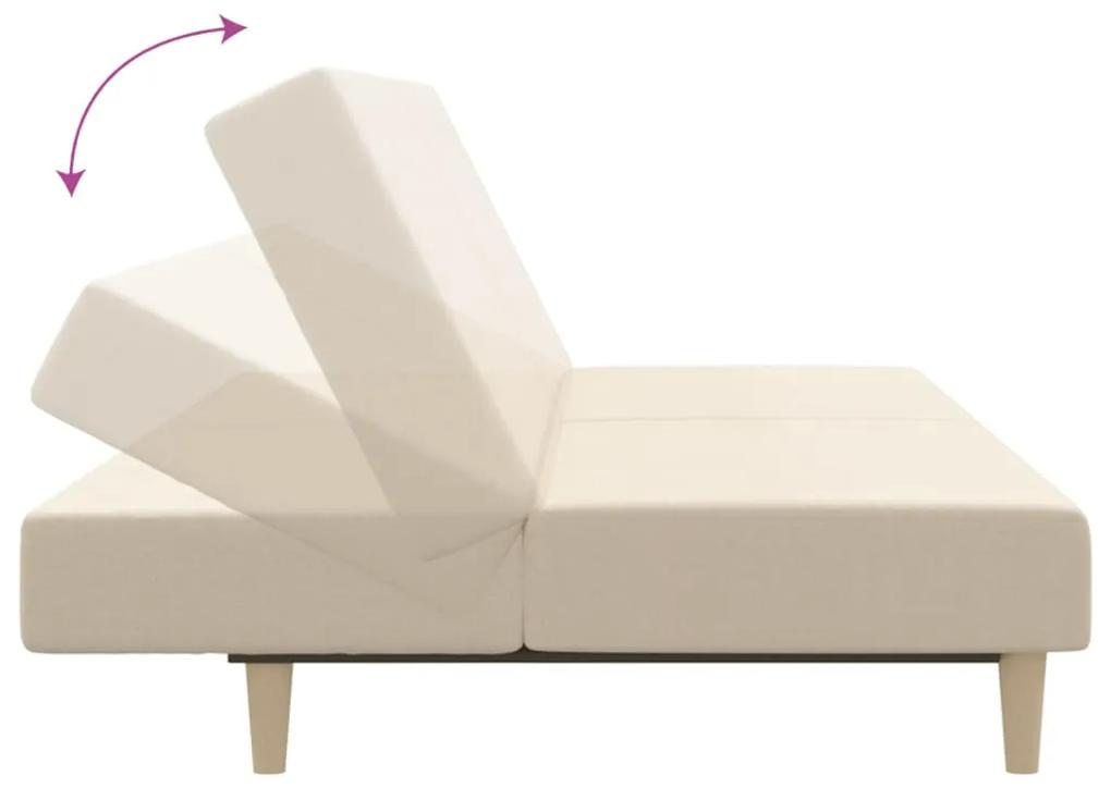 Canapea extensibila cu 2 locuri, crem, textil Crem, Fara suport de picioare