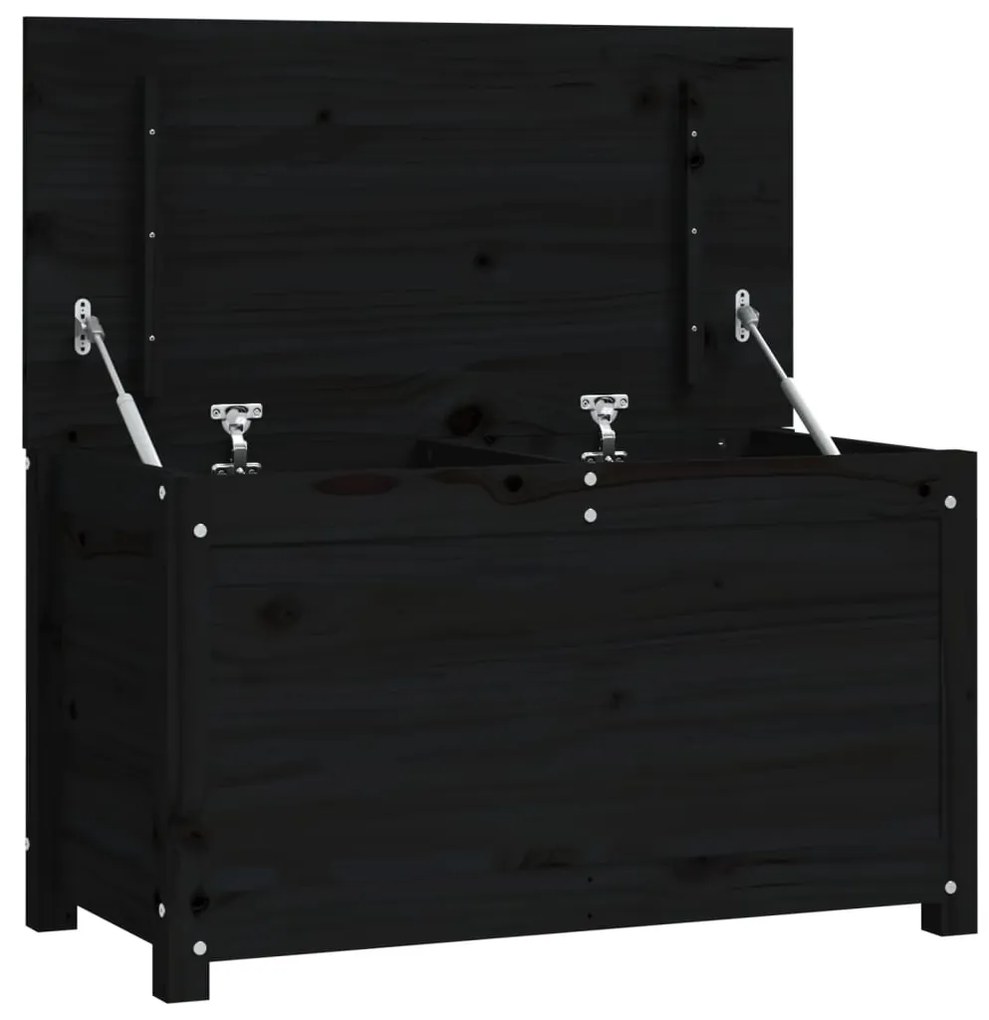823538 vidaXL Cutie de depozitare, negru, 80x40x45,5 cm, lemn masiv de pin