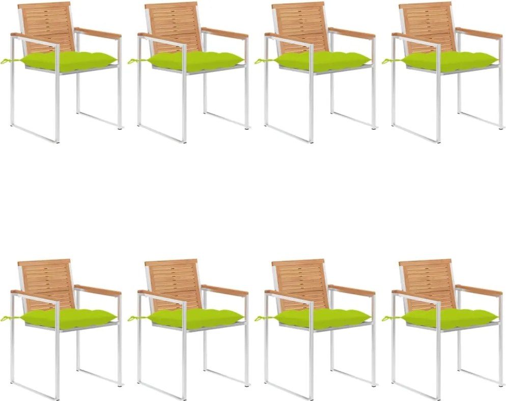 vidaXL Scaune de grădină cu perne, 8 buc., lemn masiv de tec