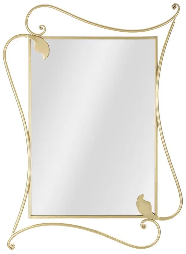 Oglinda decorativa aurie din metal si MDF, 80 x 4 x 110 cm, Petal Mauro Ferreti