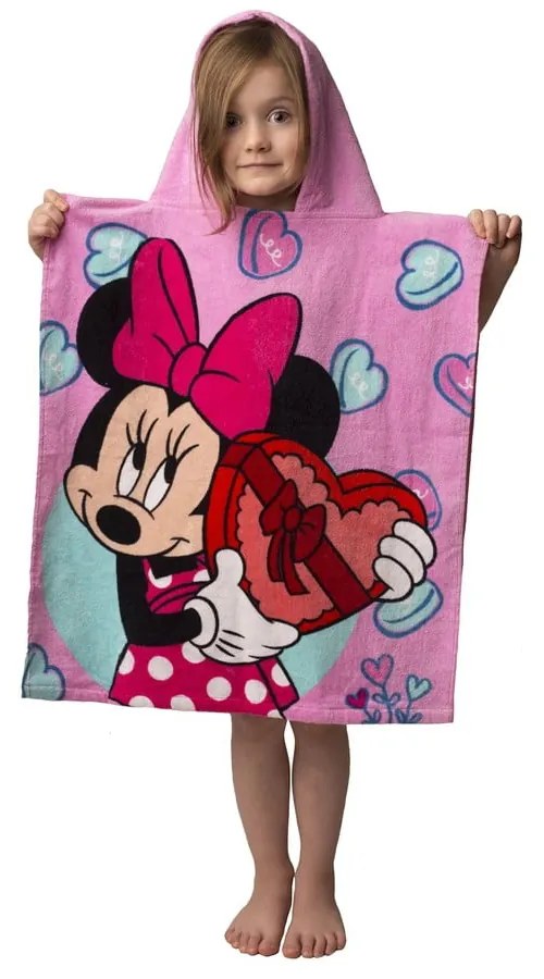 Poncho pentru copii roz din frotir Minnie – Jerry Fabrics