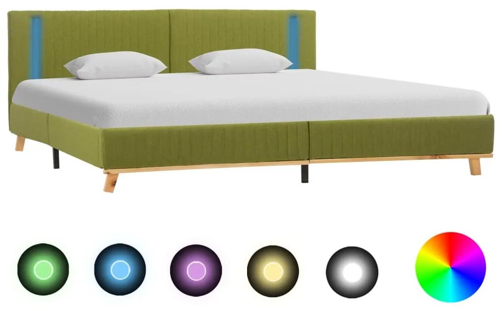 286671 vidaXL Cadru de pat cu LED, verde, 160 x 200 cm, material textil