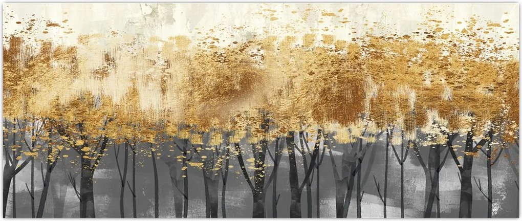 Tablou - Copaci aurii (120x50 cm)