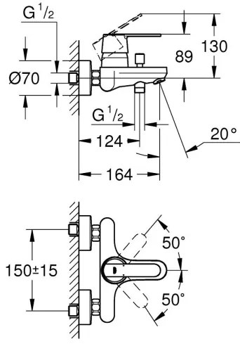 GROHE 32887000 - Baterie pentru cadă GET DN 15, crom lucios