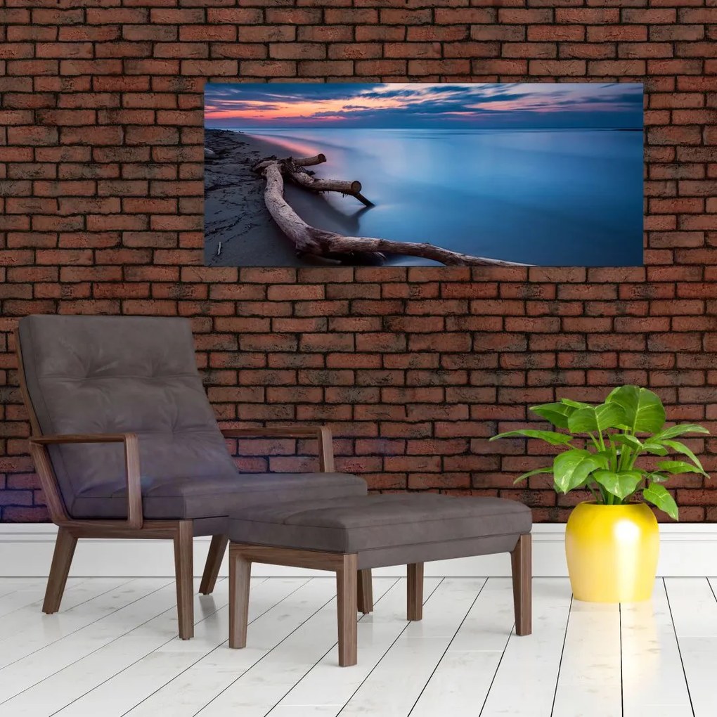 Tablou cu plaja în apus de soare (120x50 cm)