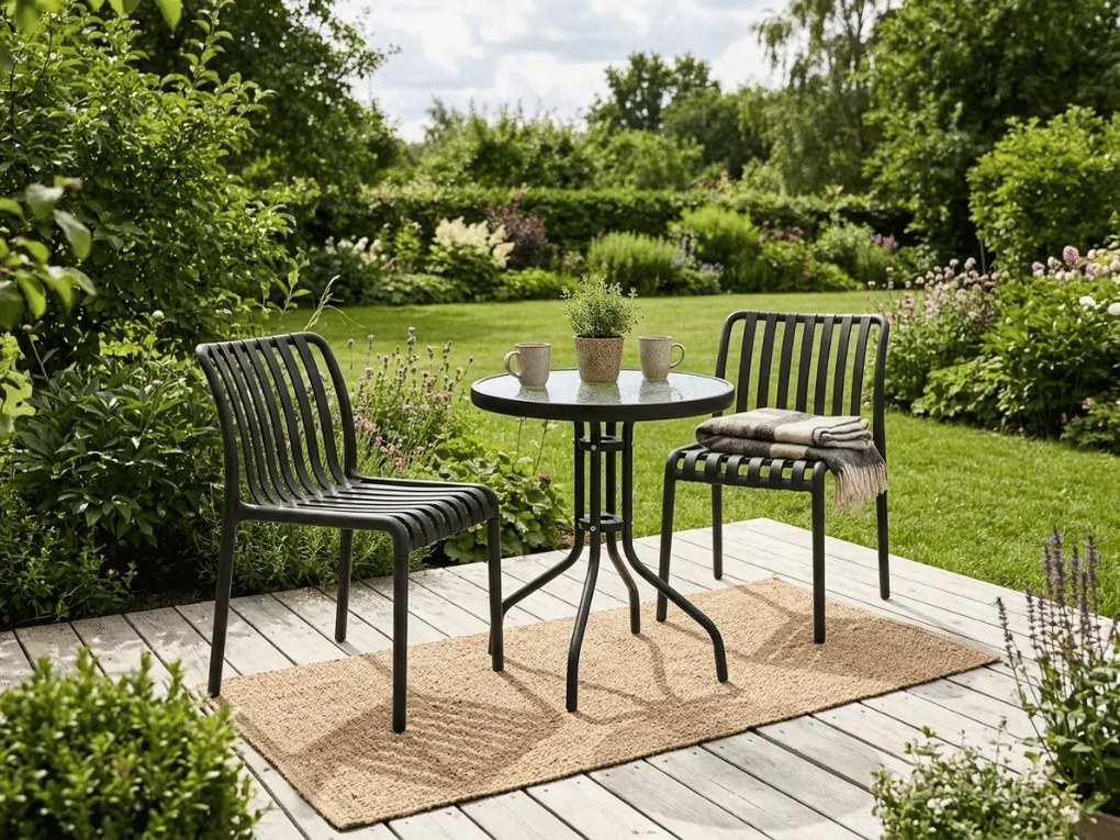 Set de gradina TREGO ISLAND - 2 scaune si masa rotunda ø 60 cm, antracit