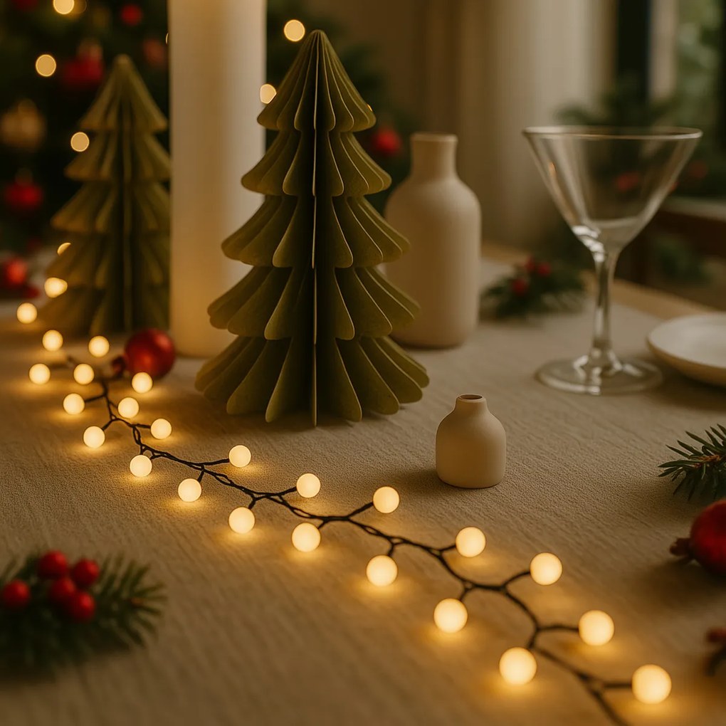 Ghirlandă luminoasă de Crăciun verde cu 100 LED-uri albe 5m IP44 - Dasher