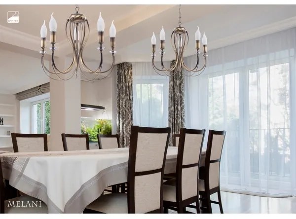 Jupiter 1634 - Lustră pe lanț MELANI 5xE14/40W/230V alamă patină