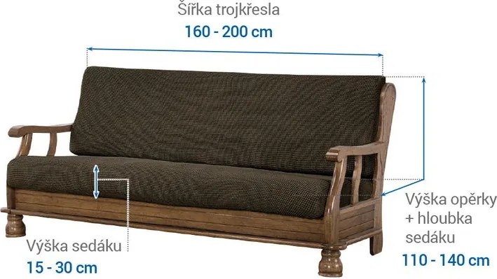 Nueva Textura Huse care se întind foarte bine NIAGARA tutunului 3fotoliu cu manere de lemn (l. 160 - 200 cm)