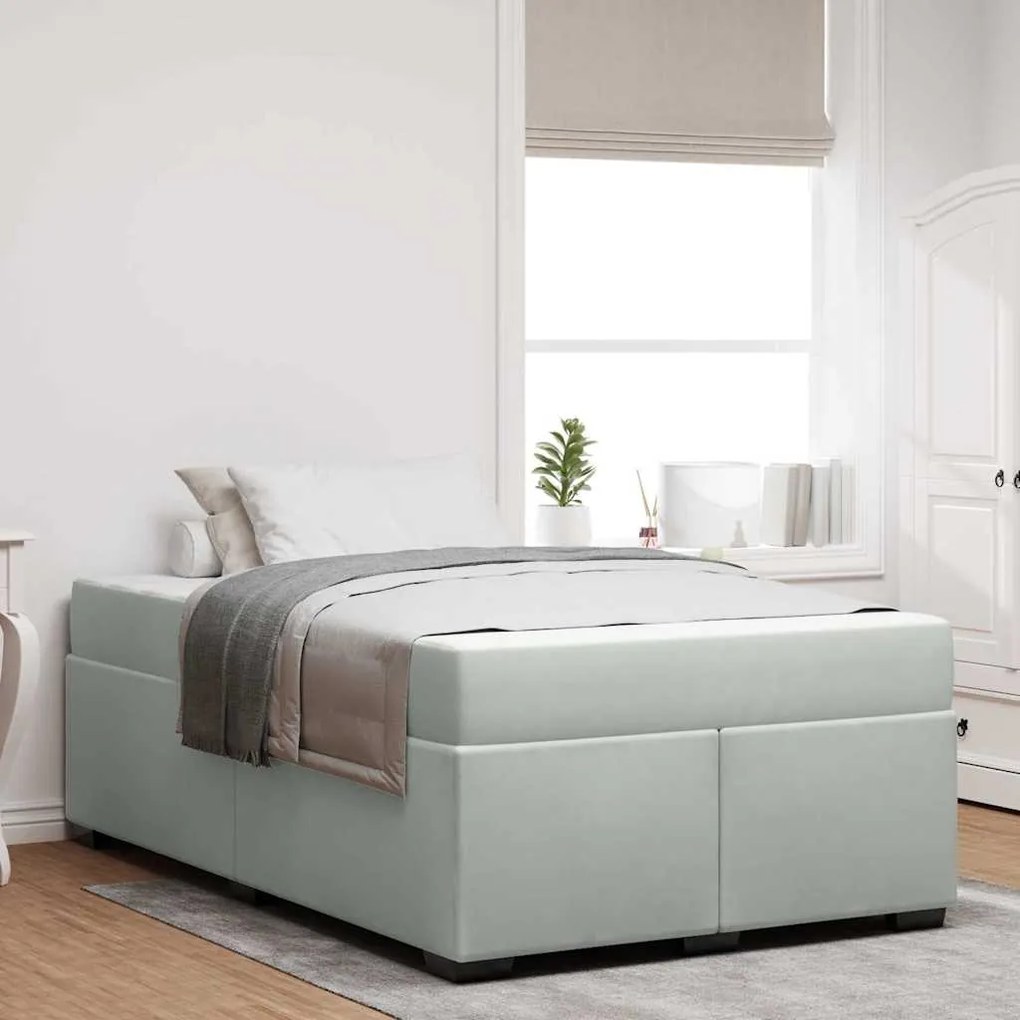 vidaXL Cadru de pat cu saltea Altele Gri deschis 120 x 200 cm Catifea