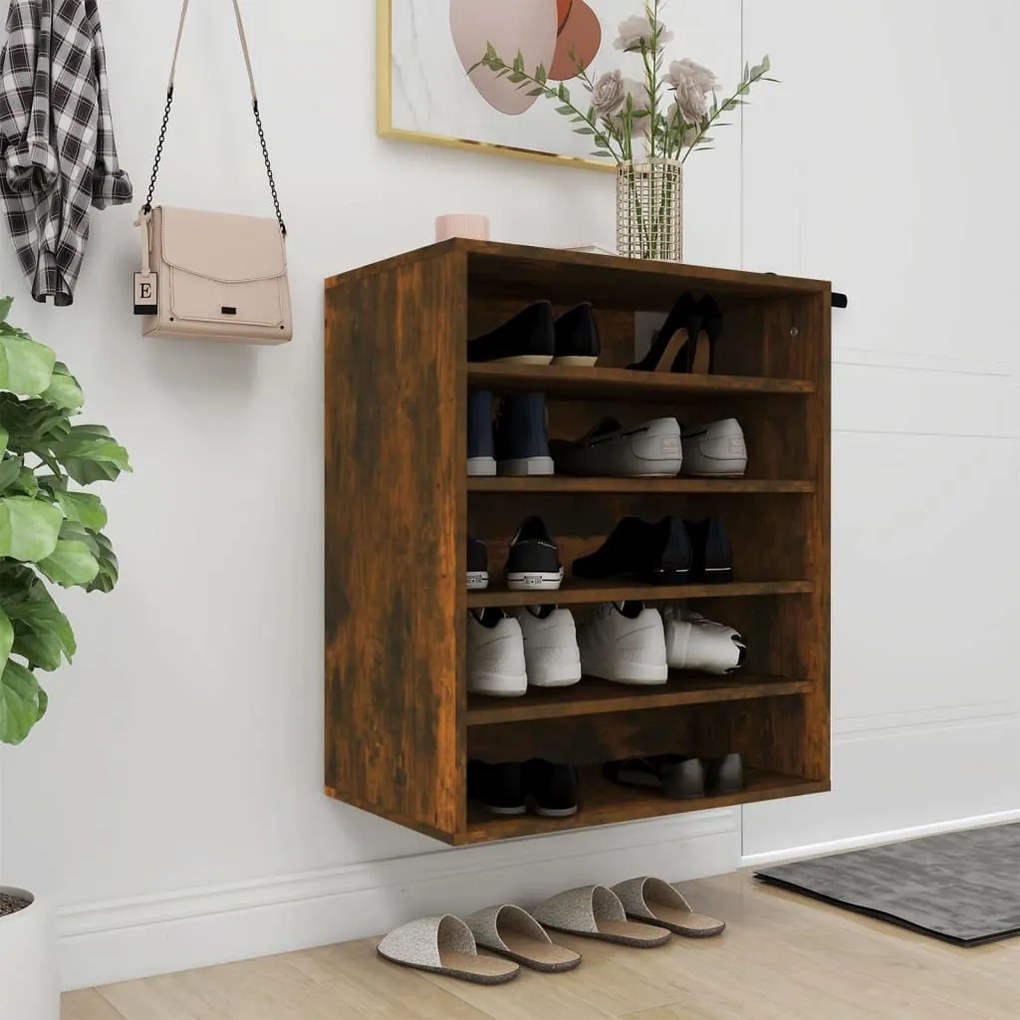 vidaXL Pantofar, stejar fumuriu, 60x35x70 cm, lemn prelucrat