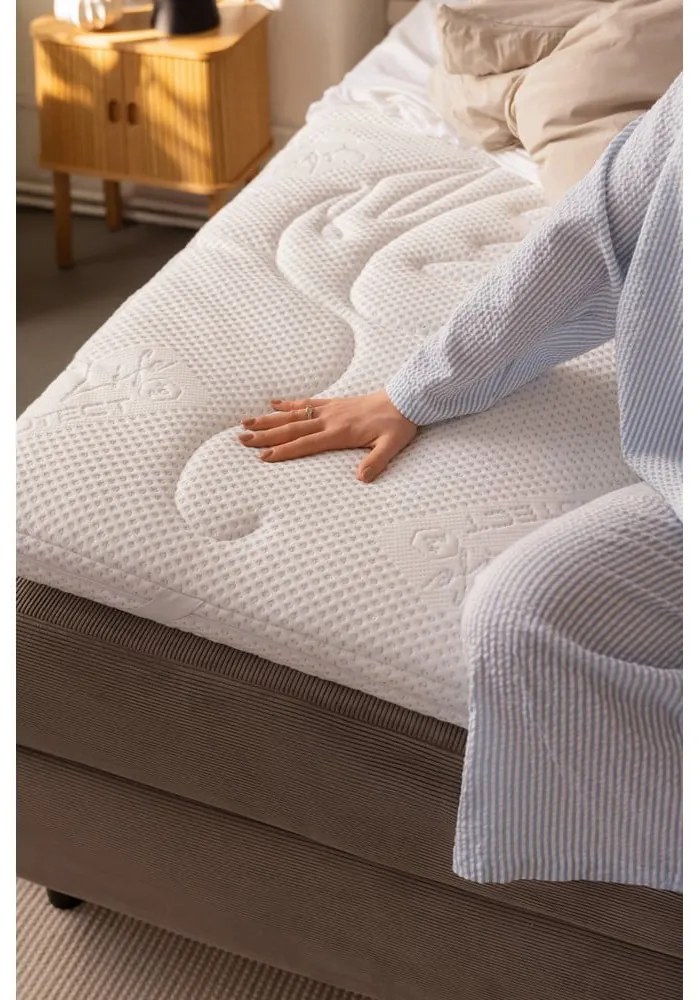 Pat boxspring albastru cu spațiu de depozitare 180x200 cm Elva Bold – Bonami Selection