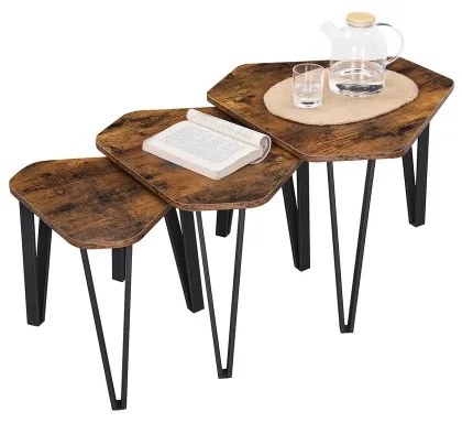 Set de 3 măsuțe laterale ELDUR maro/negru