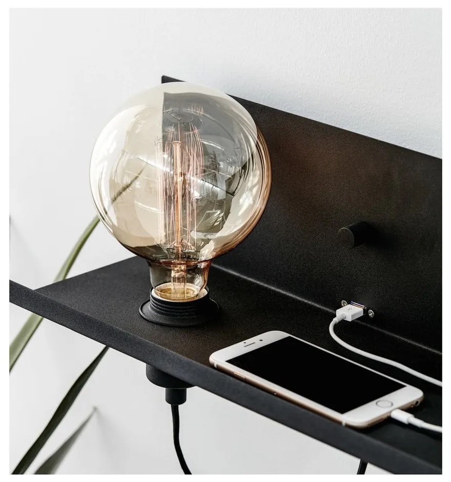 Aplică perete cu stație de încărcare USB Markslöjd Multi, negru