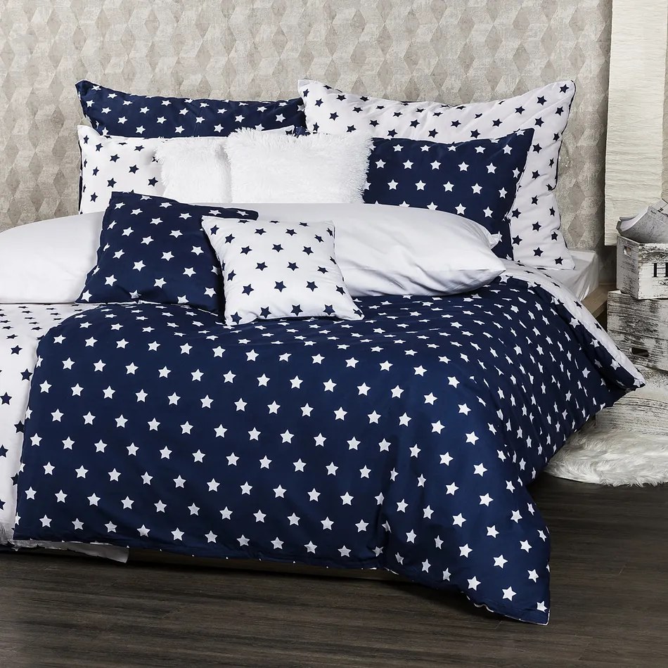 Lenjerie pat 1 pers. 4Home Stars Navy blue, 160 x 200 cm, 70 x 80 cm