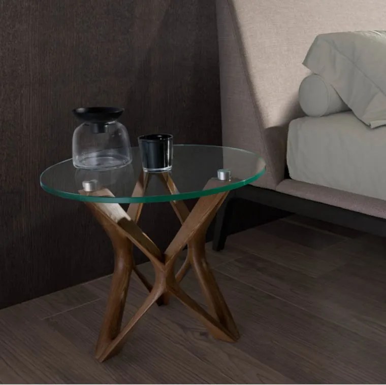 Masuta auxiliara design minimalist Walnut