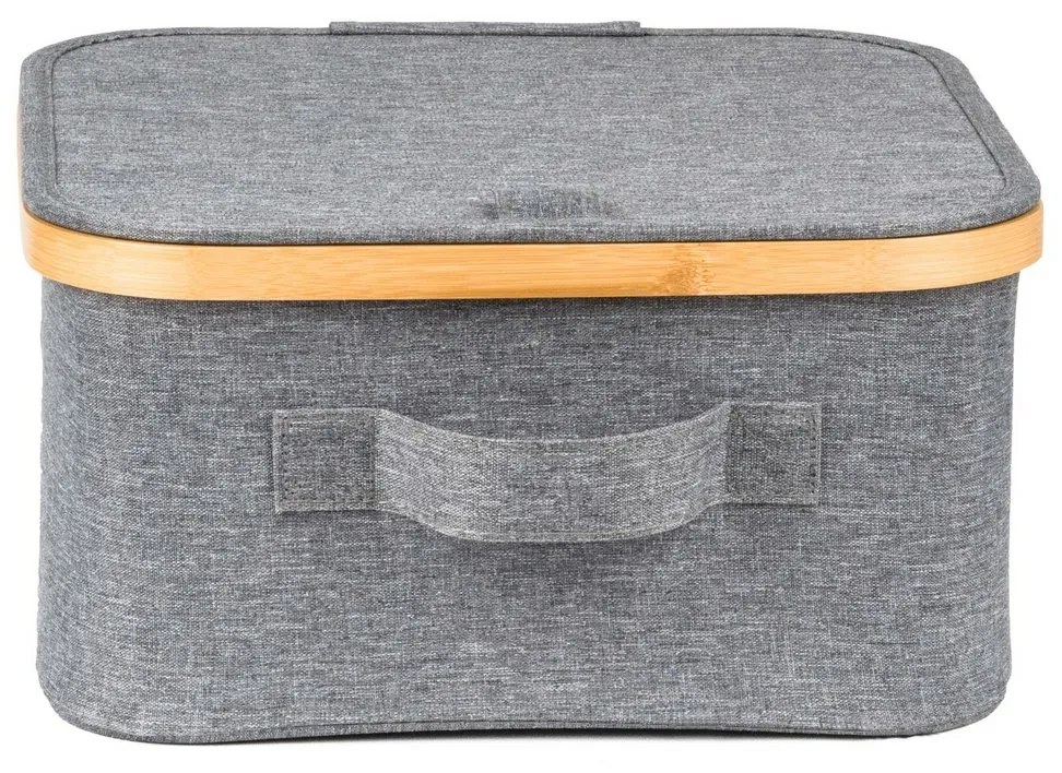Cutie de depozitare G21 30 x 30 x 15 cm, dinbambus cu capac, gri