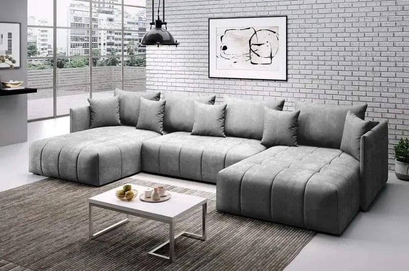 Colțar extensibil dumonde cu ladă de depozitare si sezut confortabil din spuma high-density, Malta U Enjoy Grey 340x185 cm