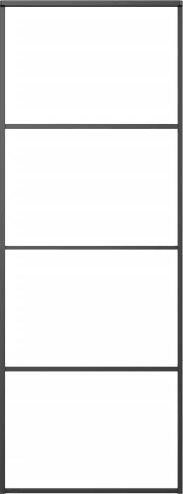 vidaXL Ușă glisantă, negru, 76x205 cm, aluminiu și sticlă ESG