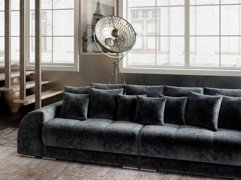 Canapea extensibilă dumonde cu 2 lăzi de depozitare si sezut confortabil din spuma high-density, Verona Euphoria Grafit 310x100 cm