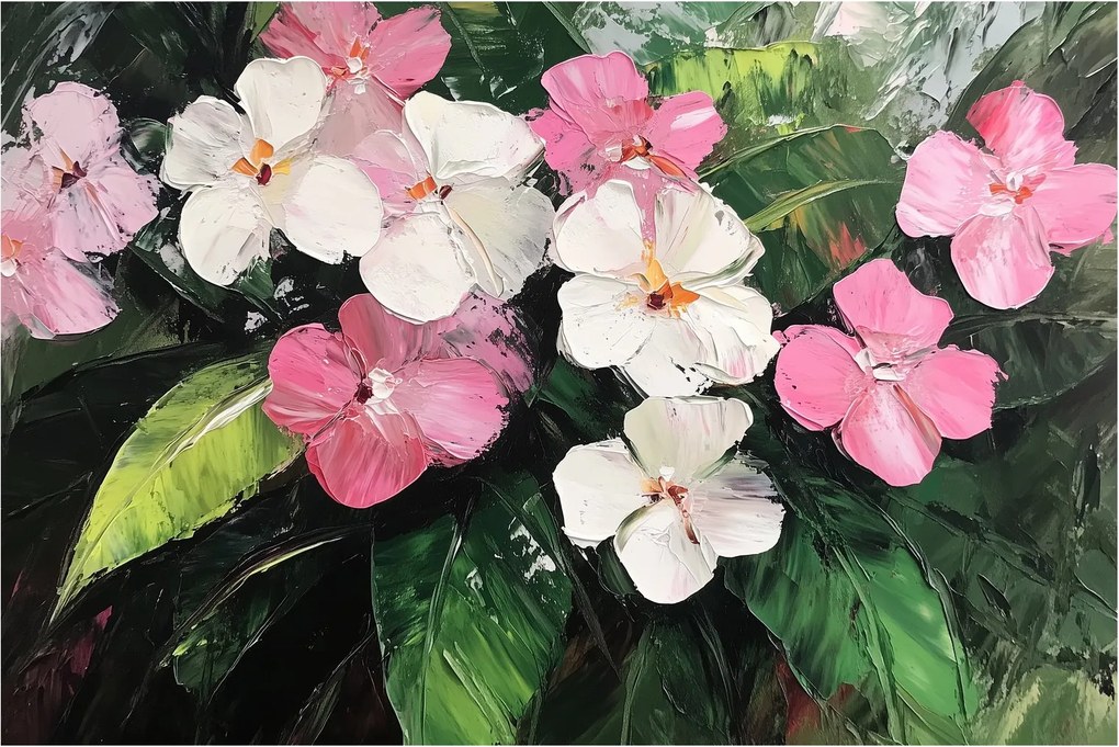 Tablou - Flori roz și albe (90x60 cm)