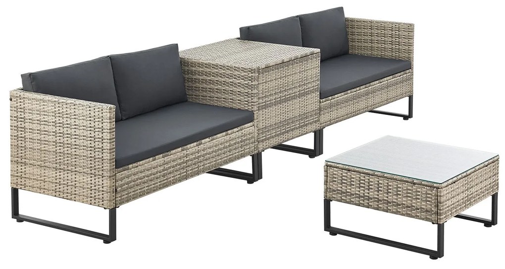 Juskys Set rattan Santorini - gri